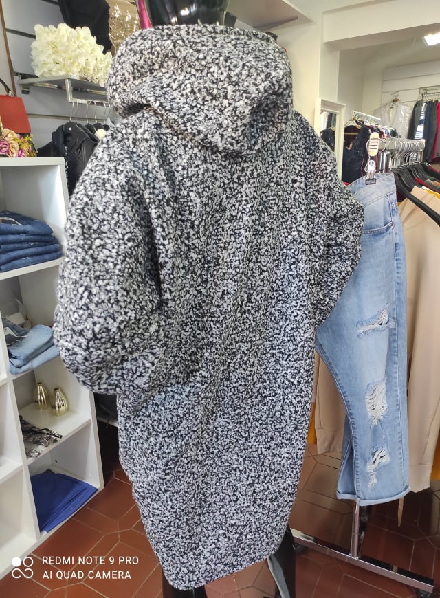 Dámský stylový oversize kabát šedý melír