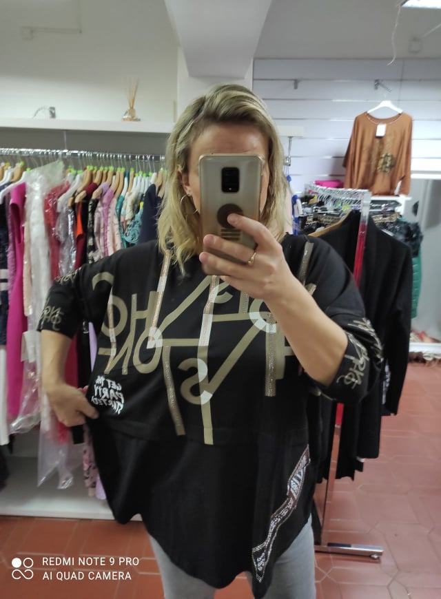 Dámské bavlněné PLUS SIZE triko černé