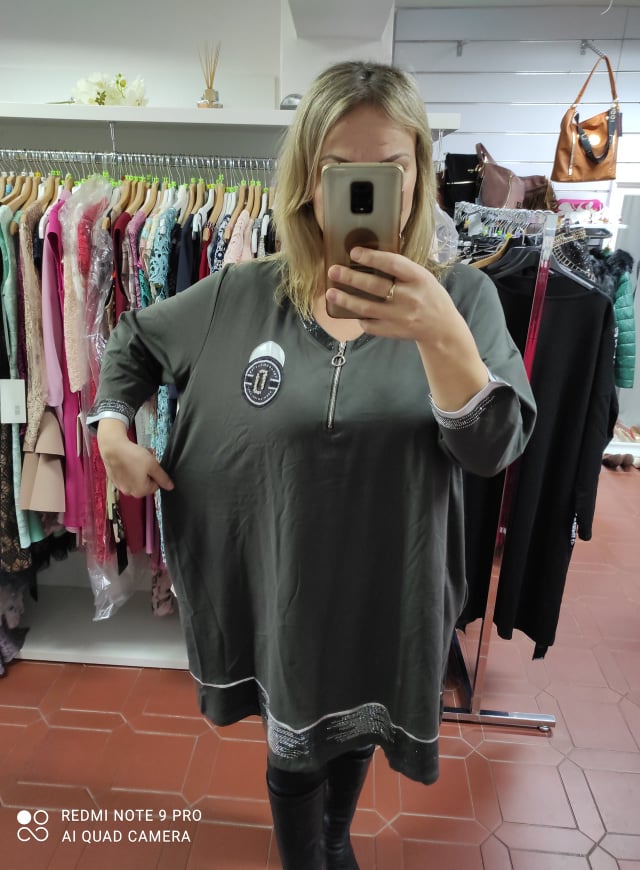 PLUS SIZE tunika tmavě šedá