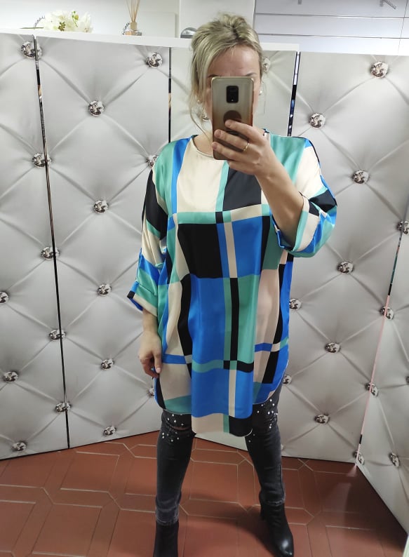 Dámské košilové OVERSIZE šaty/tunika modré