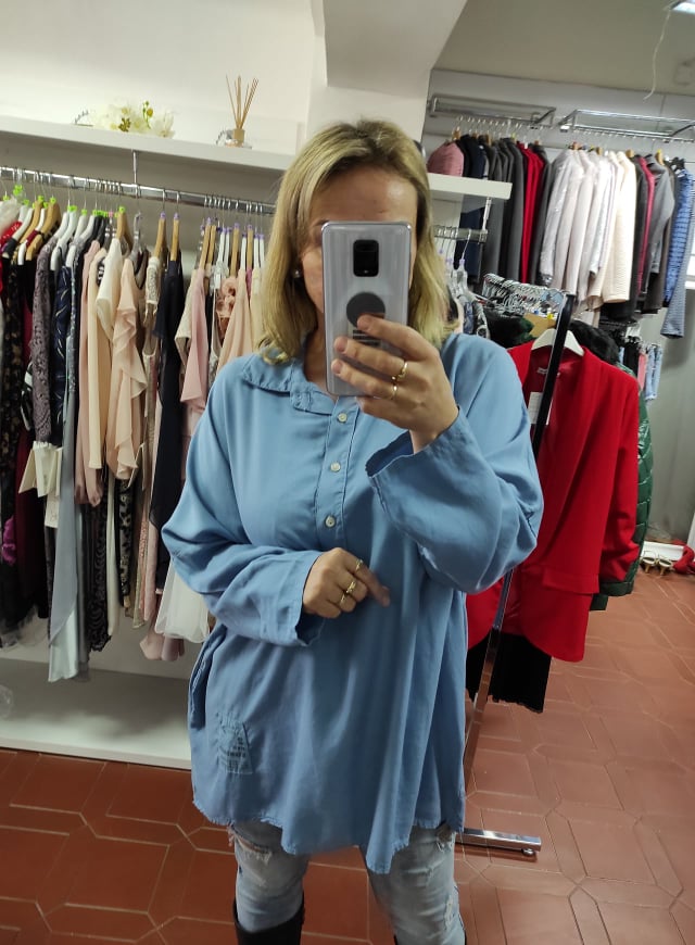 Dámská plus size košile modrá