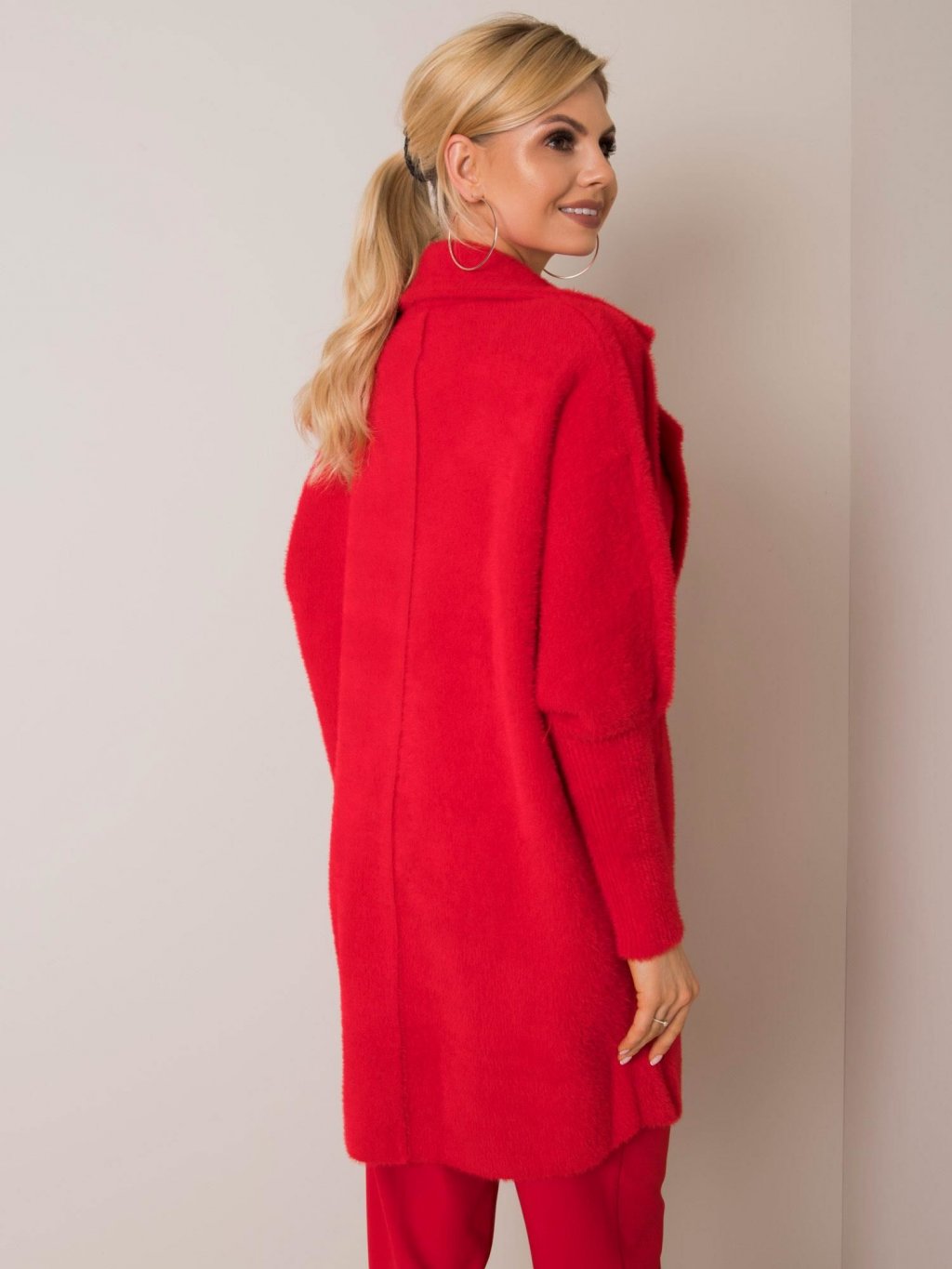 Dámský oversize kabát Alpaka červený