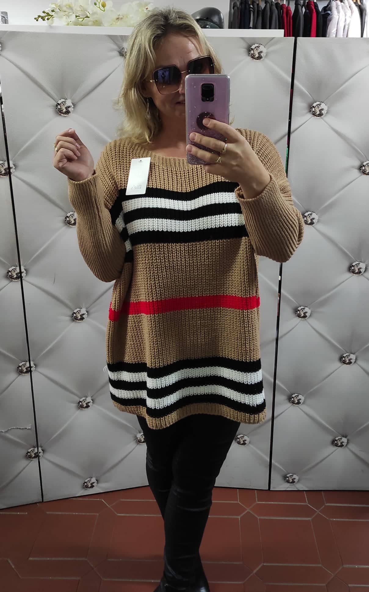 Dámský stylový oversize svetr hnědý