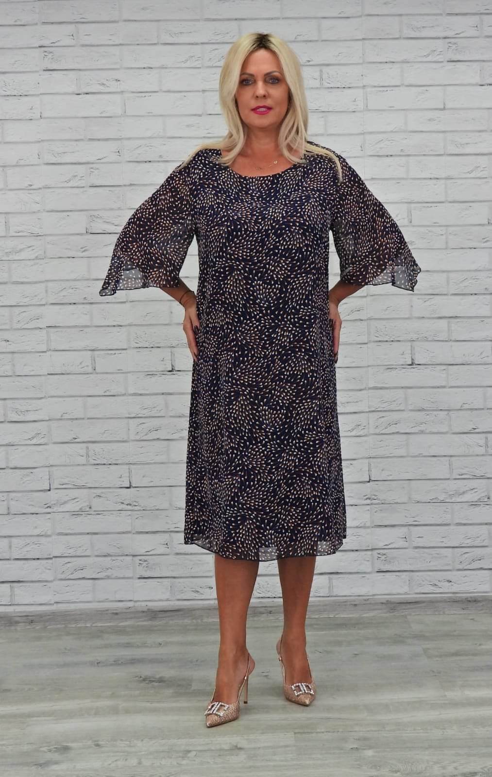 Šifonové PLUS SIZE šaty ELA vzorované