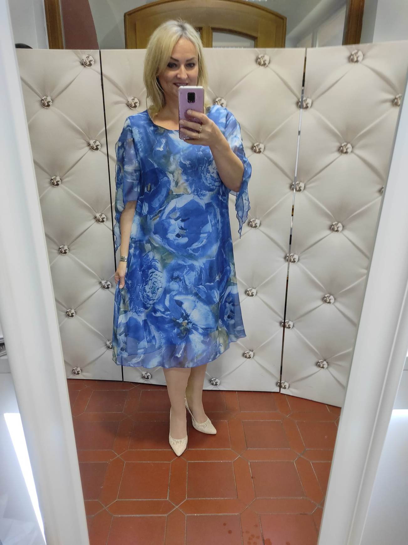 Šifonové PLUS SIZE šaty ELA modré