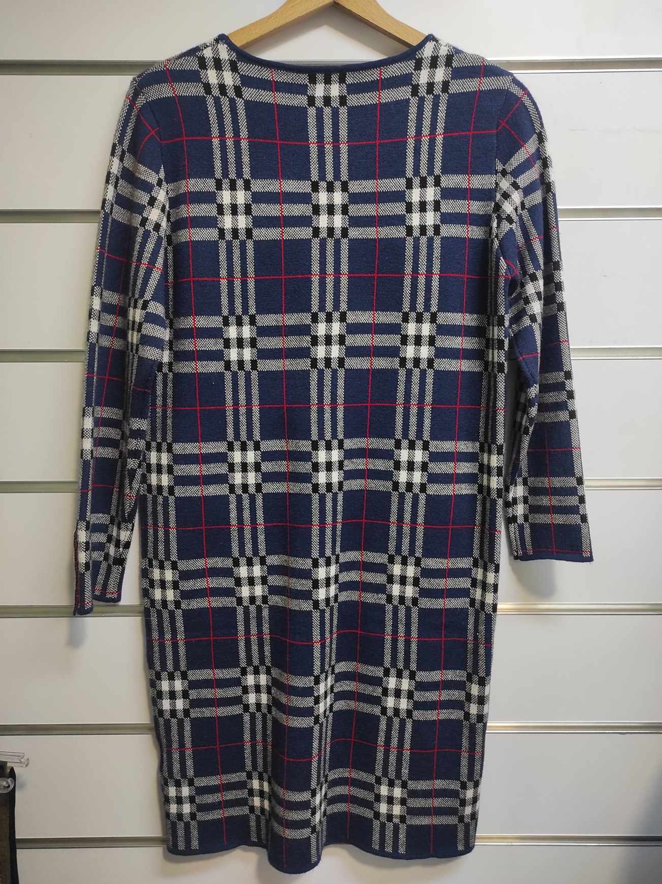 Úpletové šaty káro modré