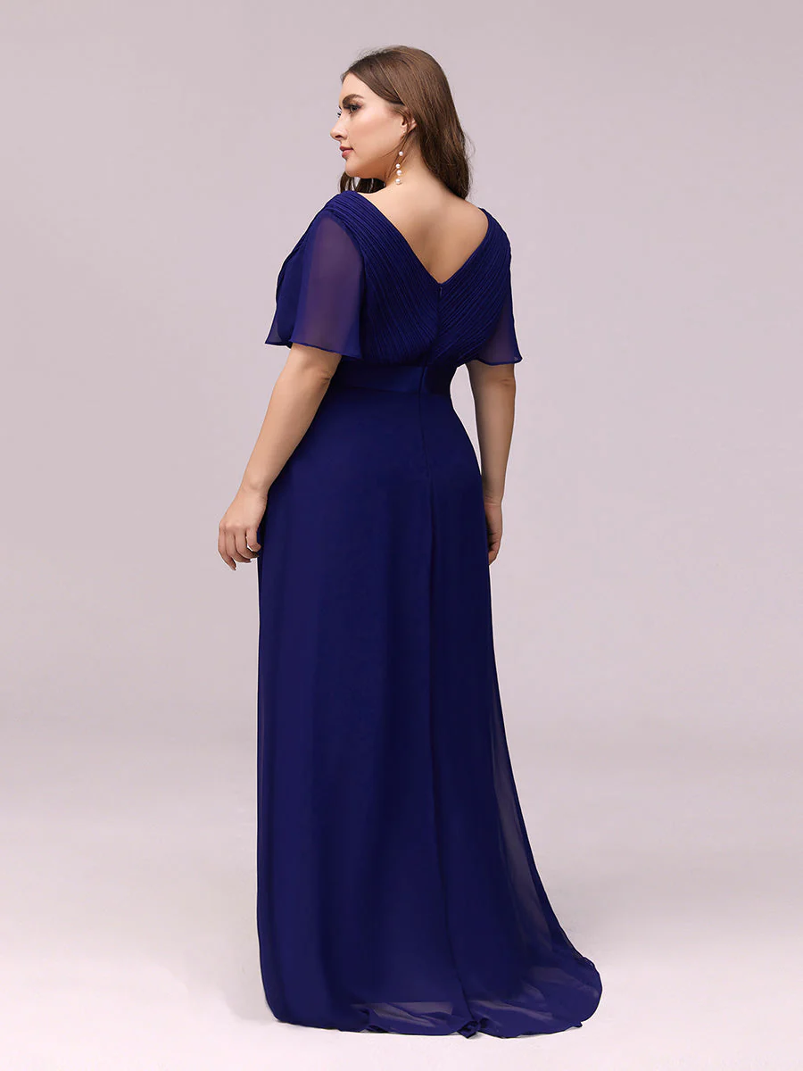Dlouhé společenské PLUS SIZE šaty MERIDA modré