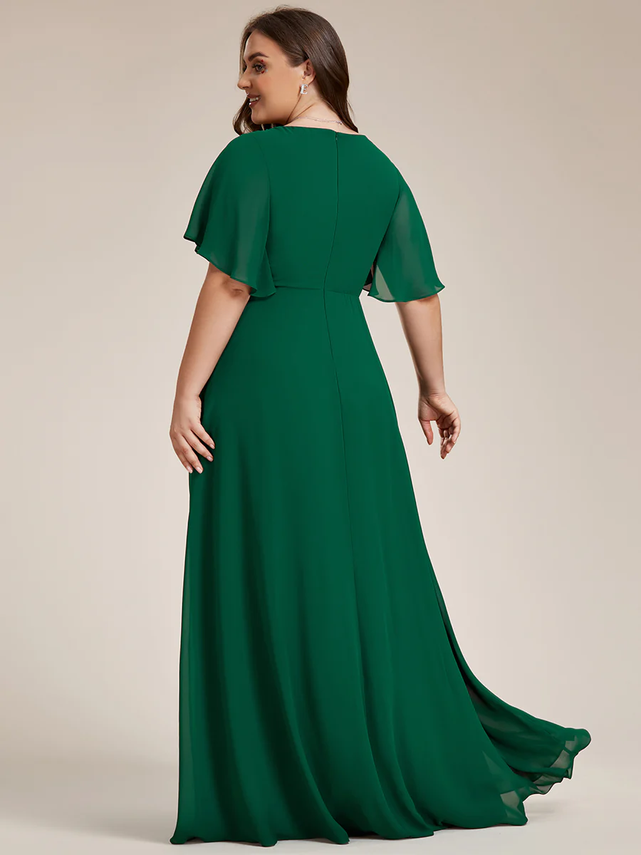 Dlouhé šifonové PLUS SIZE šaty VANIS zelené