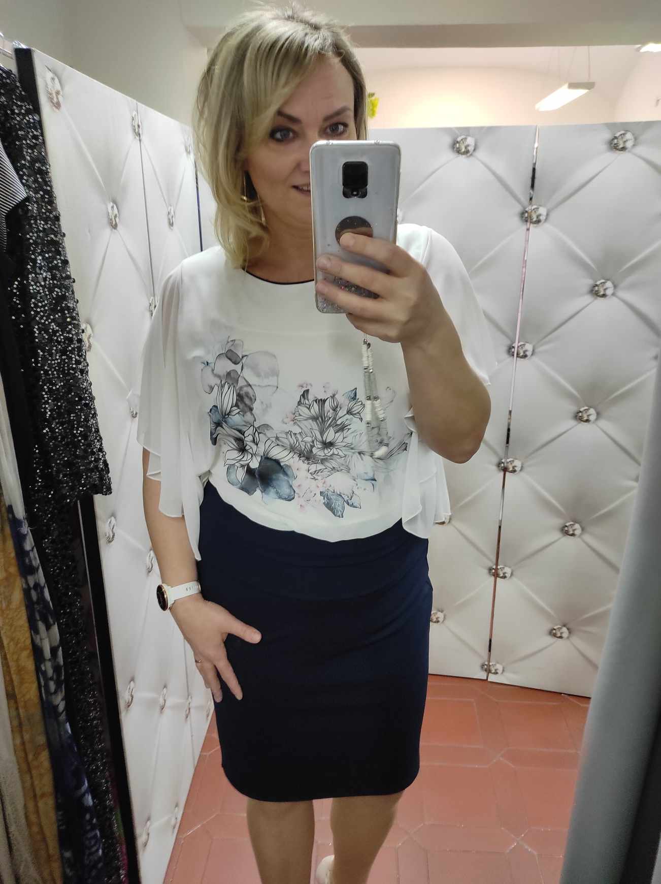 Elegantní šaty SHARON modrobílé