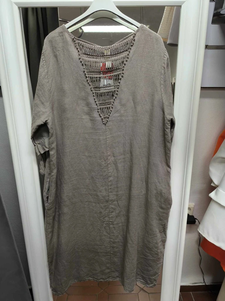 Dámské lněné šaty kapučíno
