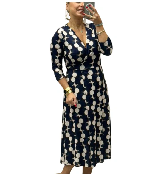 Dámské elegantní zavinovací midi šaty SISI tmavě modré