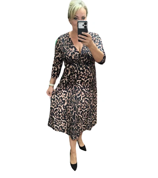 Dámské elegantní zavinovací midi šaty SISI gepard