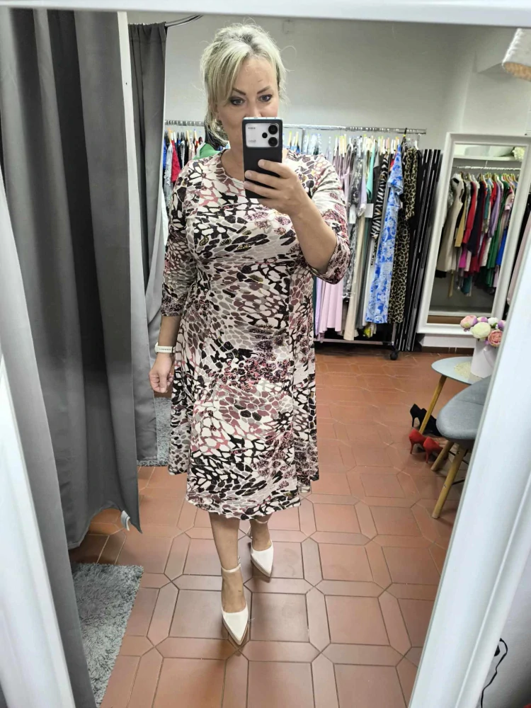 Elegantní šaty áčkového střihu RACHEL béžové