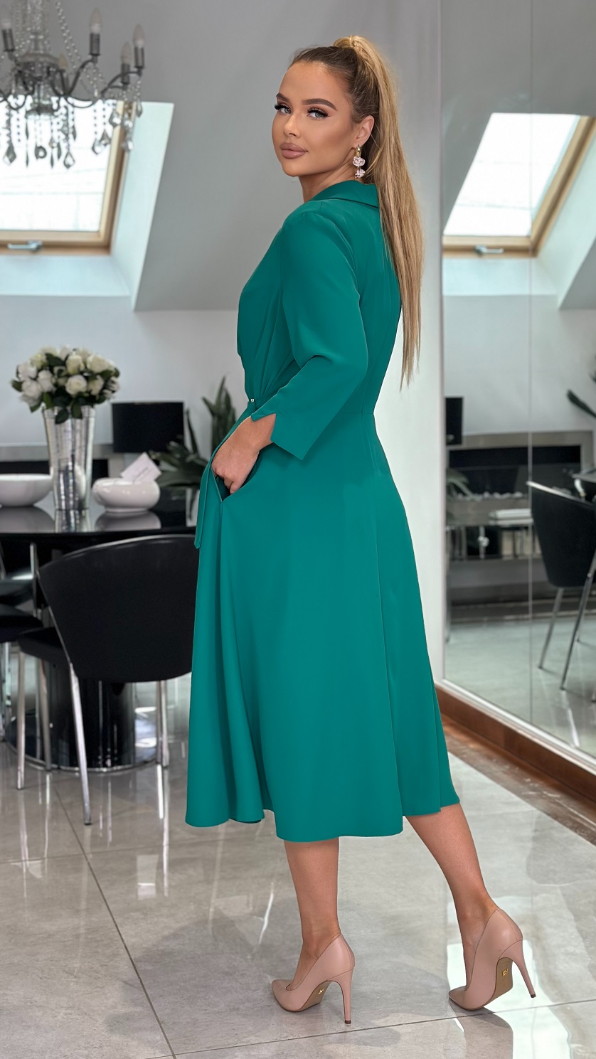 Elegantní šaty LARA v midi délce zelené