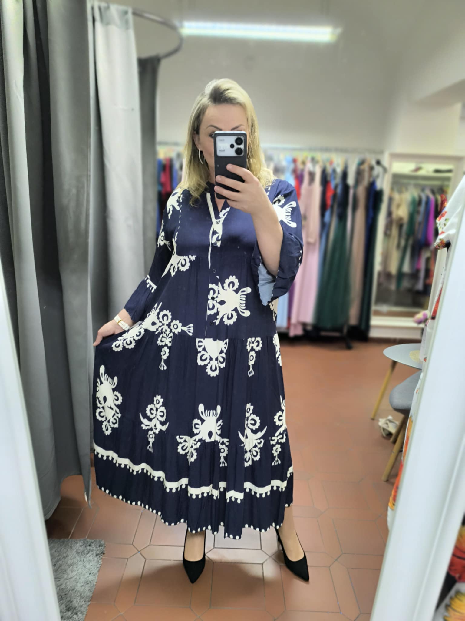 Lehké košilové PLUS SIZE šaty tmavě modré