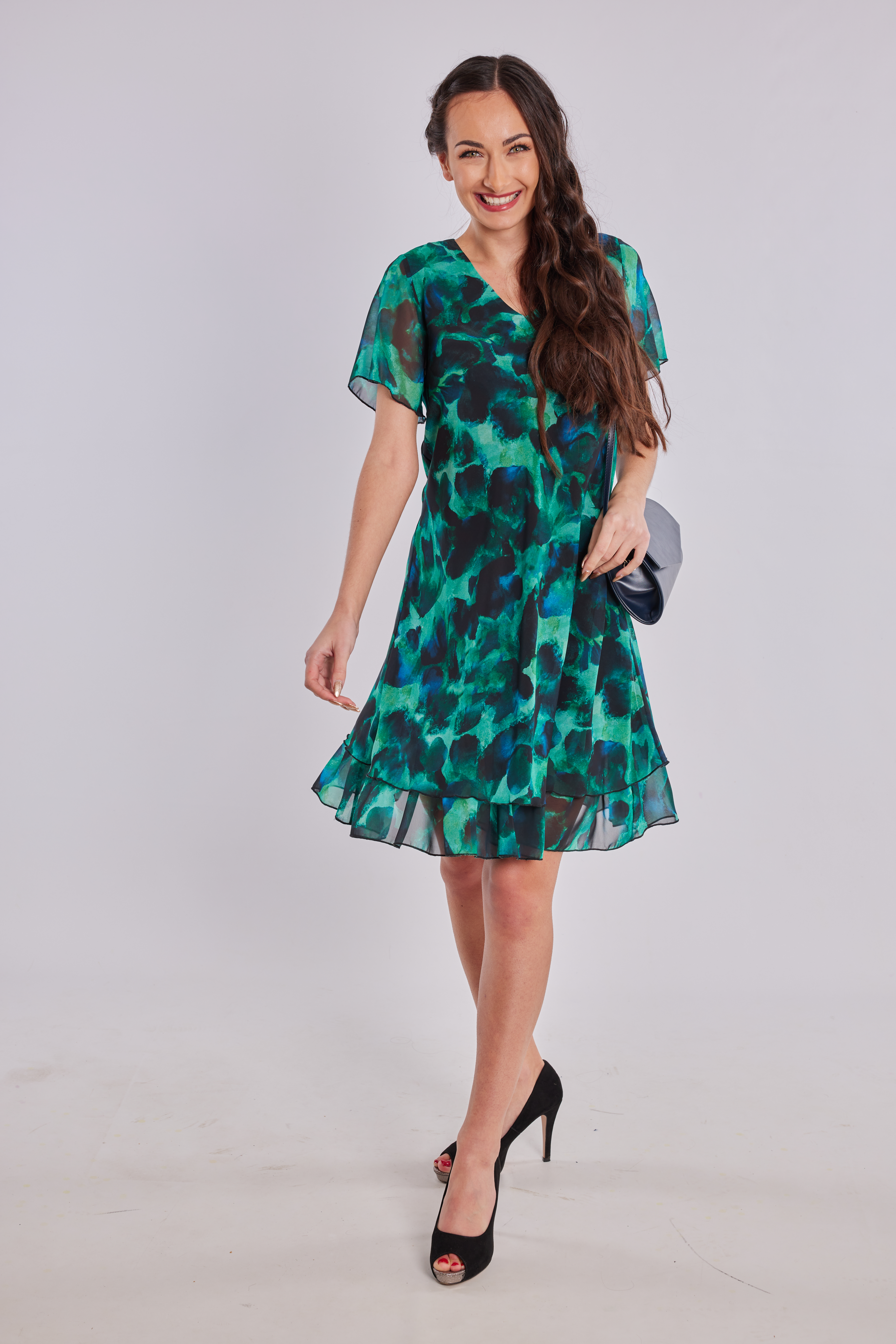 Šifonové PLUS SIZE šaty EVA zelené