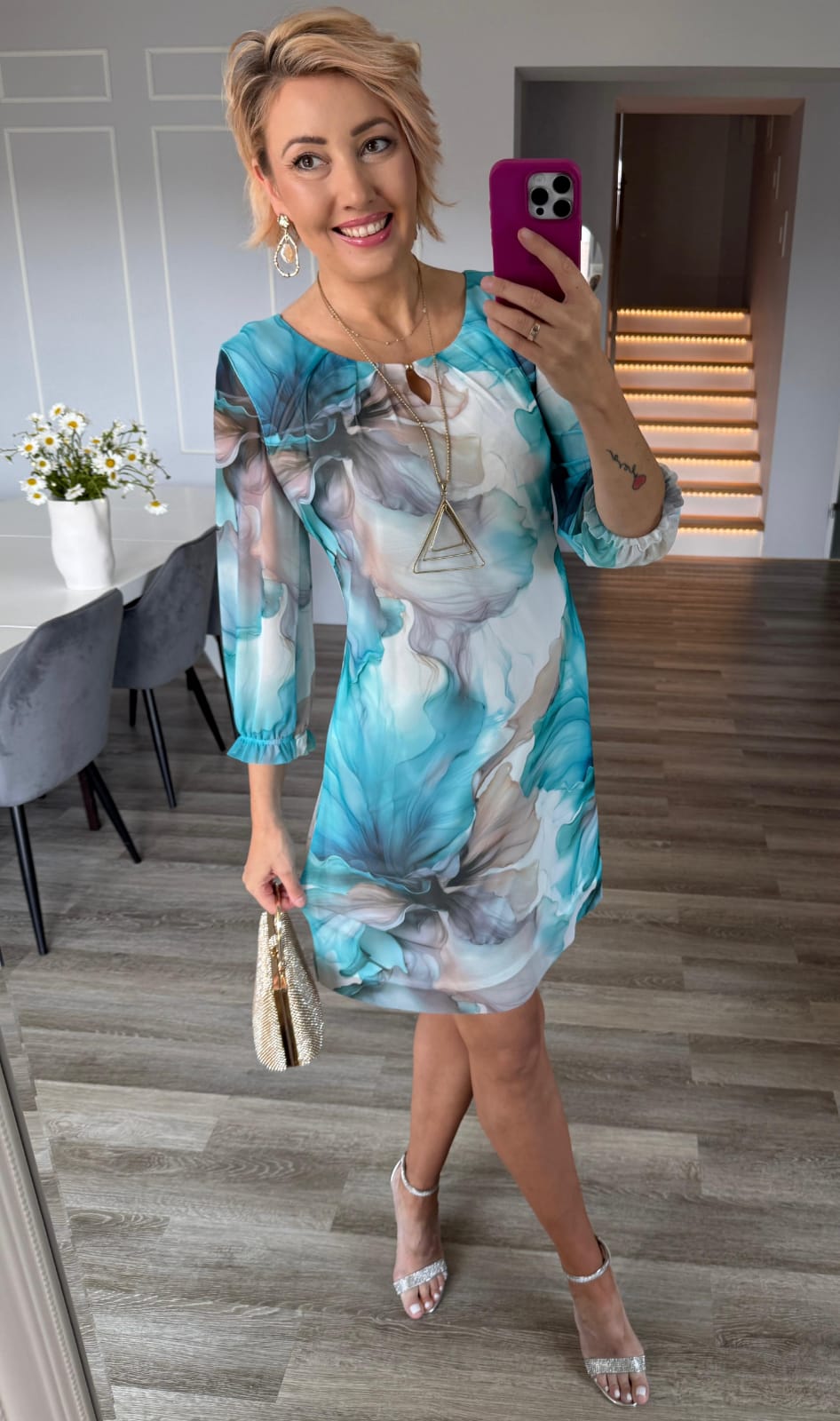 Elegantní PLUS SIZE šaty JOLY tyrkysové