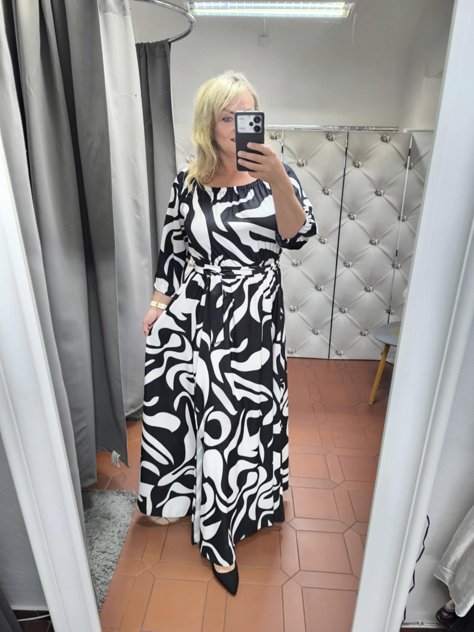 Maxi šaty ŠPANĚLKY černobílé