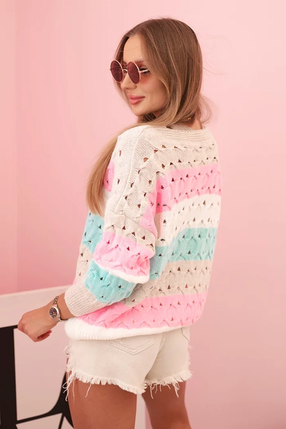 Dámský svetr s výstřihem do V barevný I