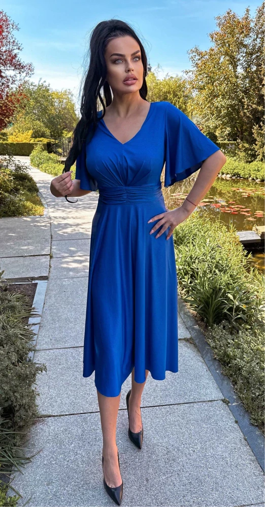 Dámské midi šaty MARLENA královsky modré
