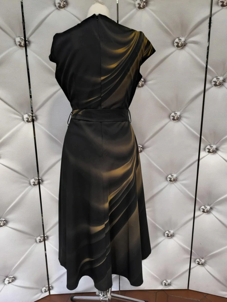 Elegantní šaty FIORA černé/hořčice