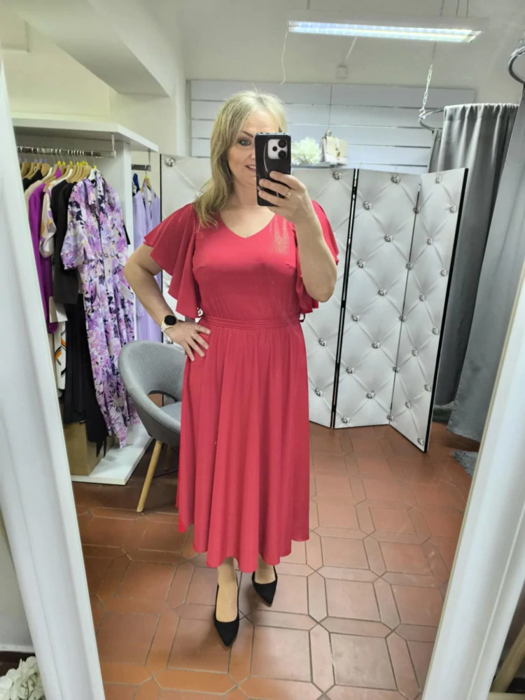 Elegantní midi šaty MARSELINI 2518 malinové