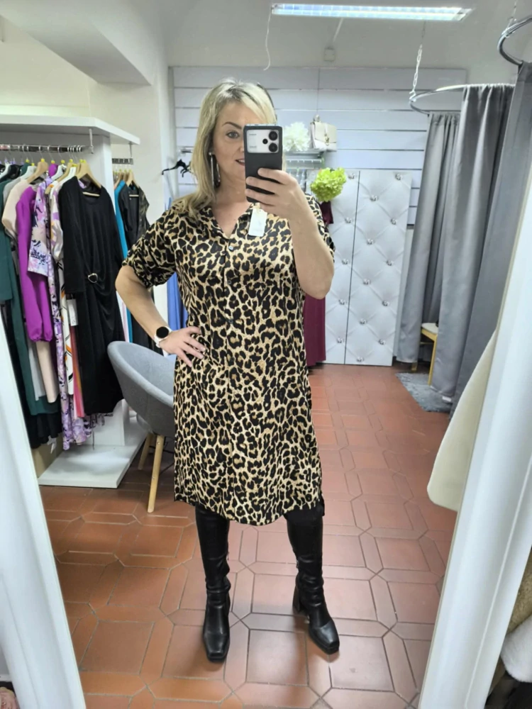 Košilové šaty zvířecí motiv