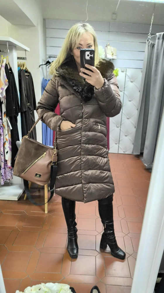 Dámská prošívaná bunda/vesta hnědá s kovovým efektem