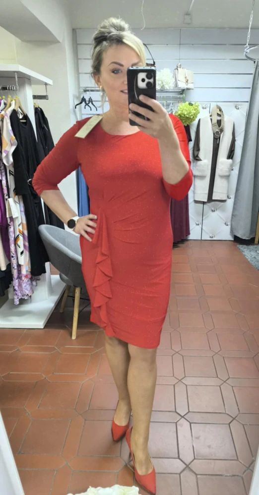 Elegantní šaty MADAM červené třpytivé