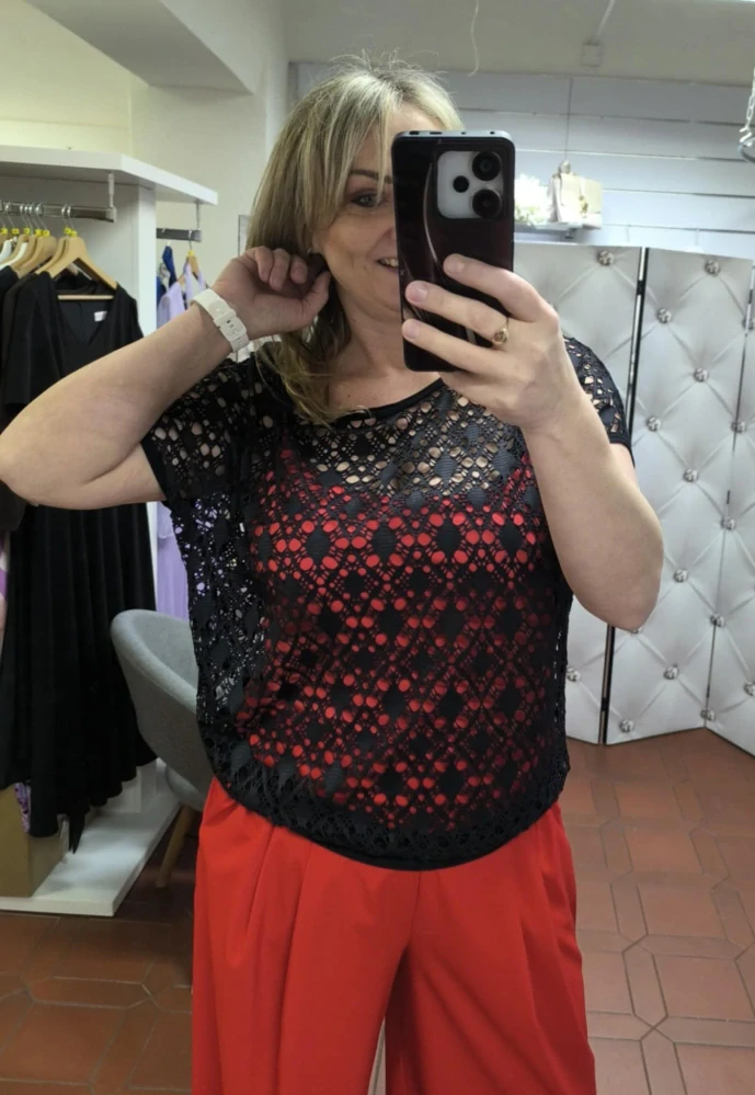 Dvoudílná halenka černá/červená