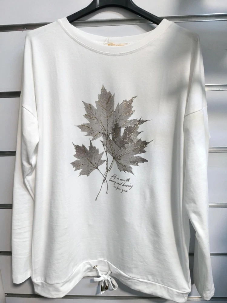 Dámské bavlněné triko s aplikací smetanové