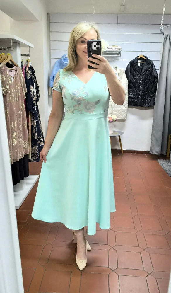 Společenské šaty s bolerkem mentolové
