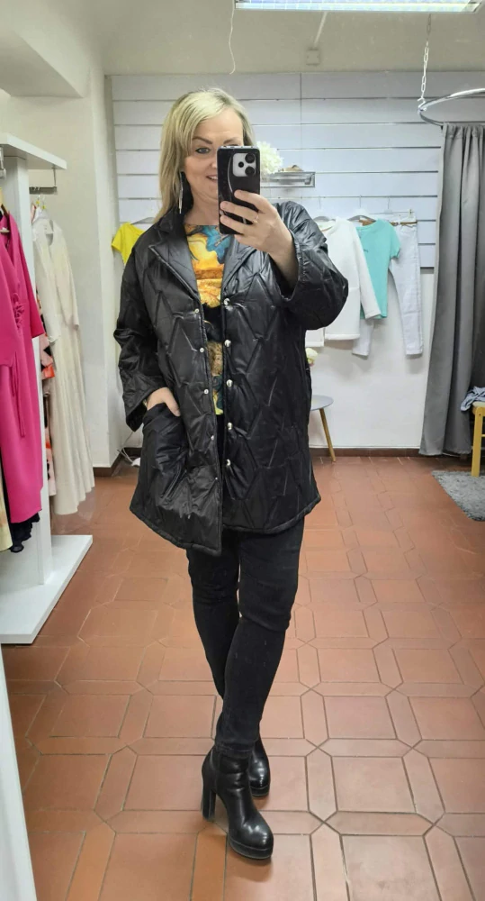 Dámská PLUS SIZE přechodová bunda BRIX černá se stříbrnými druky