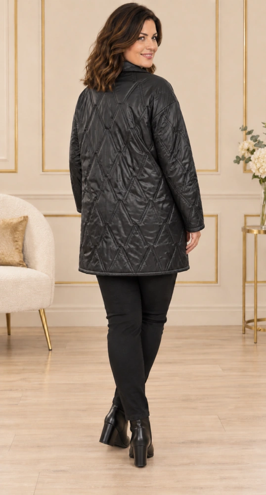 Dámská PLUS SIZE přechodová bunda BRIX černá se stříbrnými druky