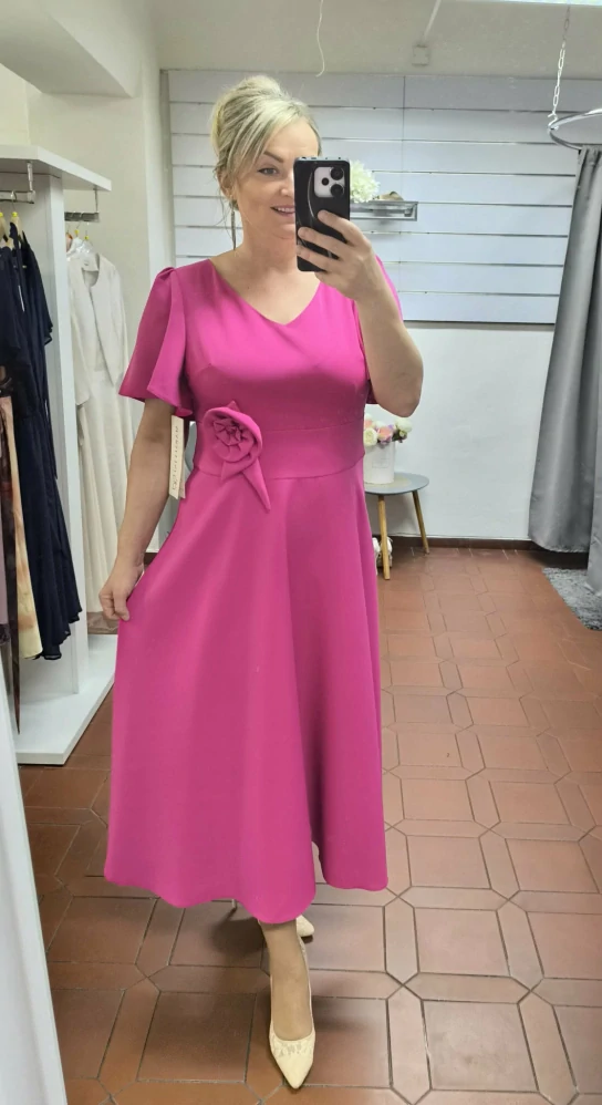 Elegantní fuchsiové midi šaty LINA