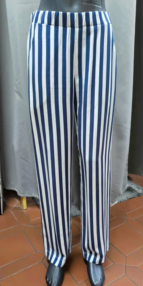 Dámské pruhované kalhoty – modro-bílé