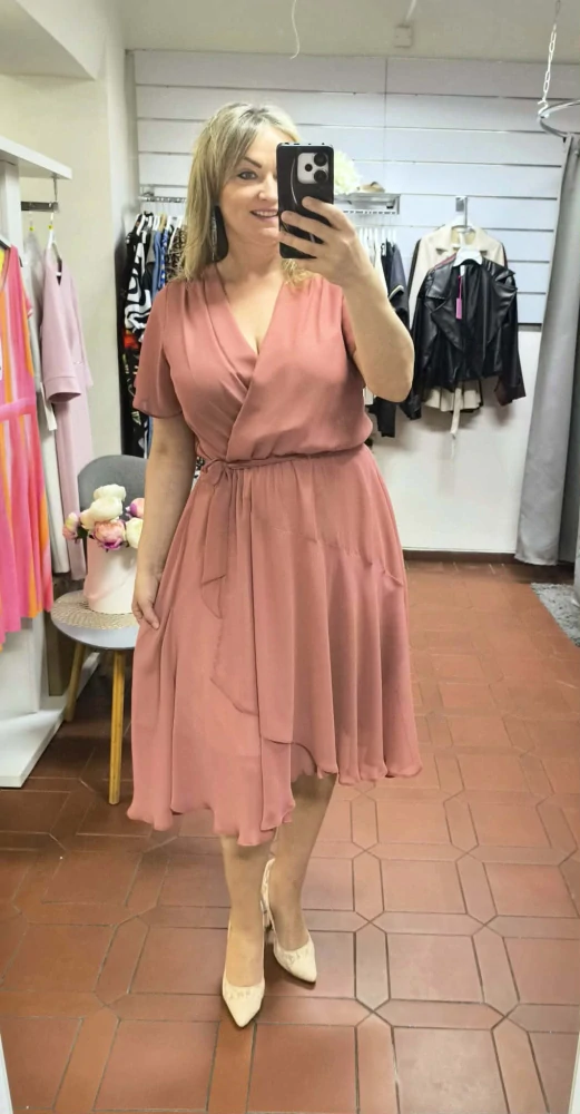 Šifonové šaty ELIZABET cihlové