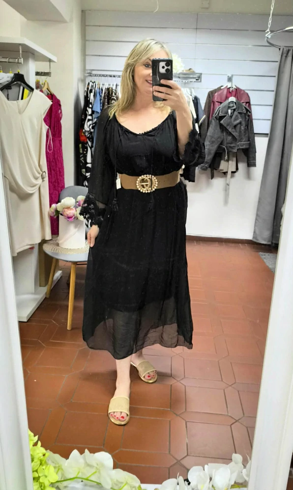 Hedvábné letní šaty černé