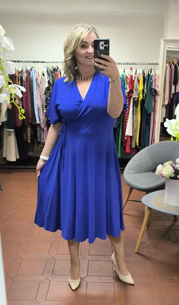 Dámské elastické šaty BETY do A – královsky modré | velikost 40–48