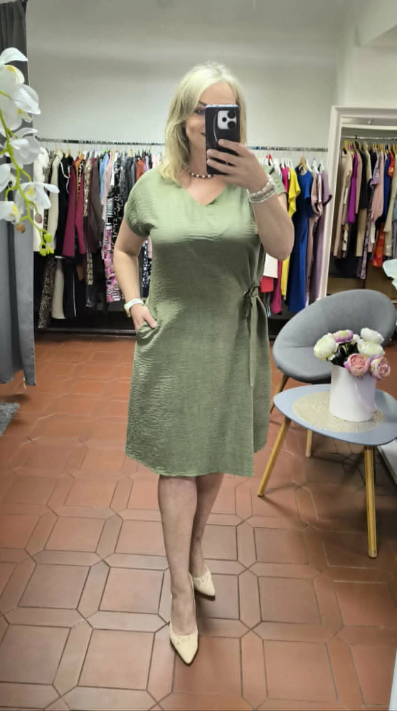 Dámské lněné šaty LANA olivové