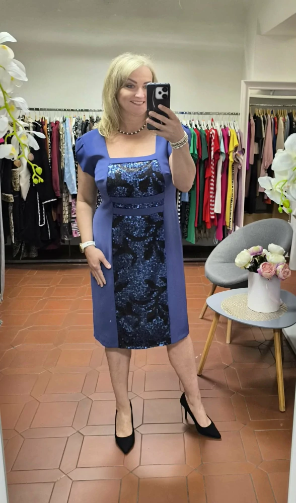 Dámské večerní šaty PLUS SIZE tmavě modré