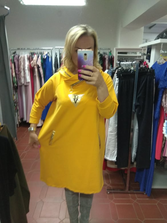 Dámské šaty/tunika PLUS SIZE hořčicová