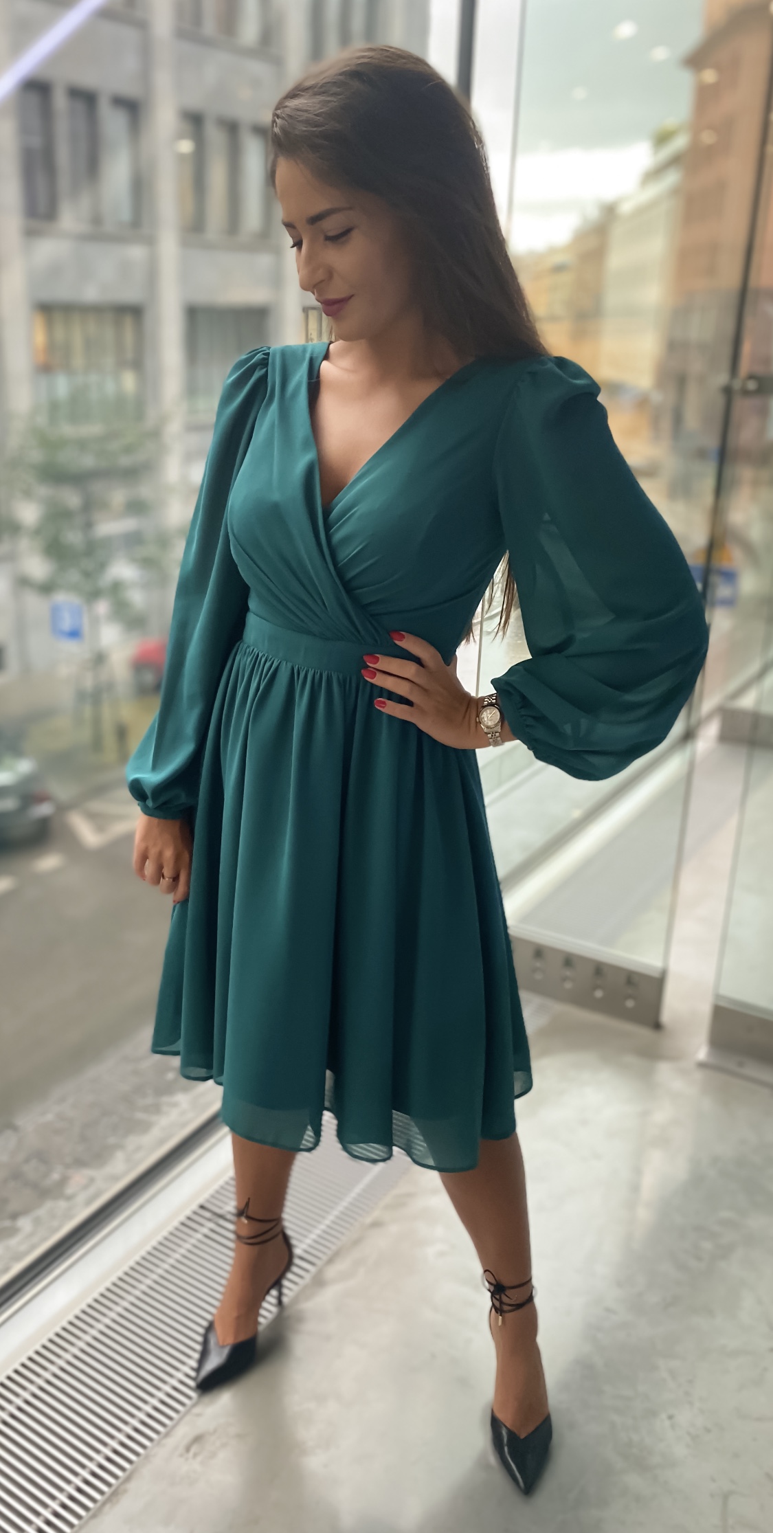 Elegantní šifonové šaty GLORIA zelené