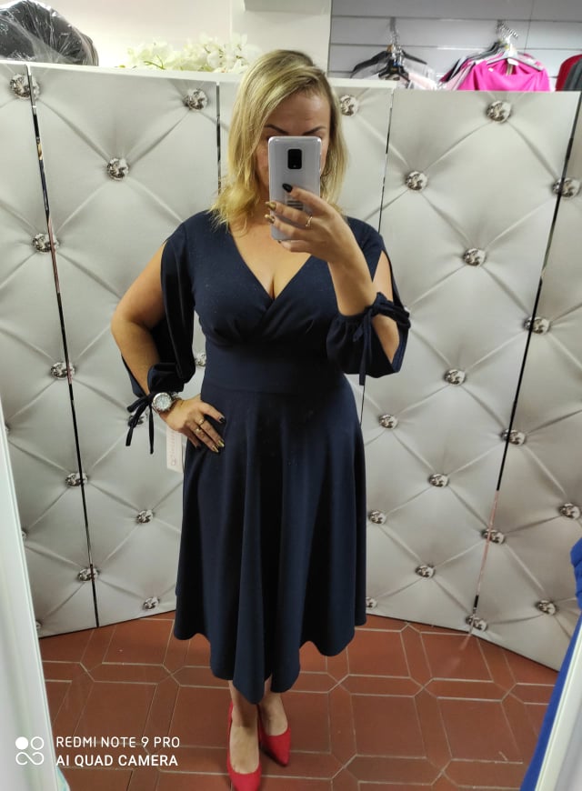 Elegantní dámské midi šaty Marselini 1977 tmavě modré