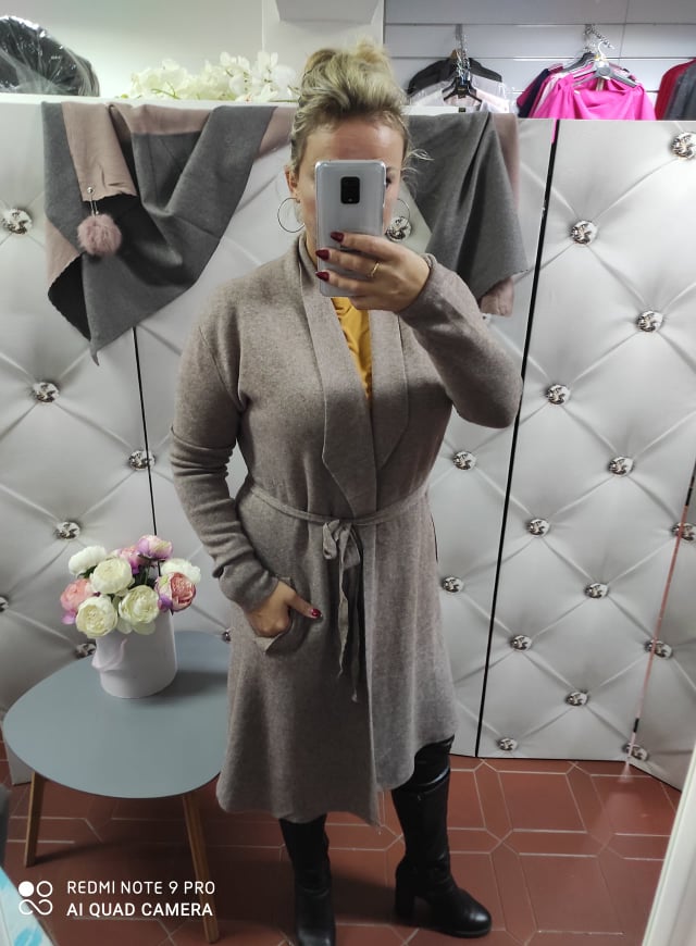 Dámský oversize kardigan hnědošedý