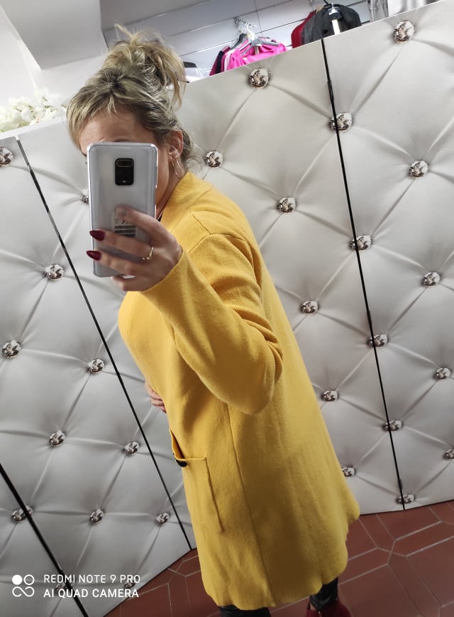 Dámský oversize kardigan hořčicový