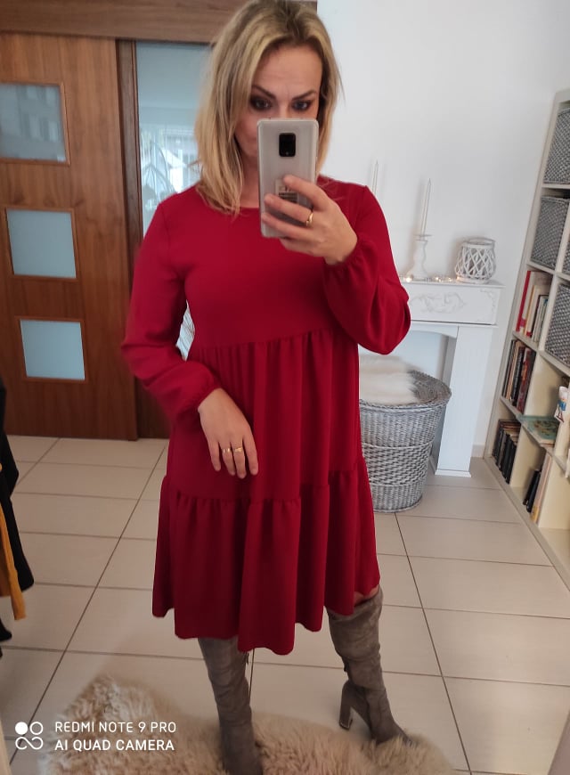Dámské oversize šaty bordó