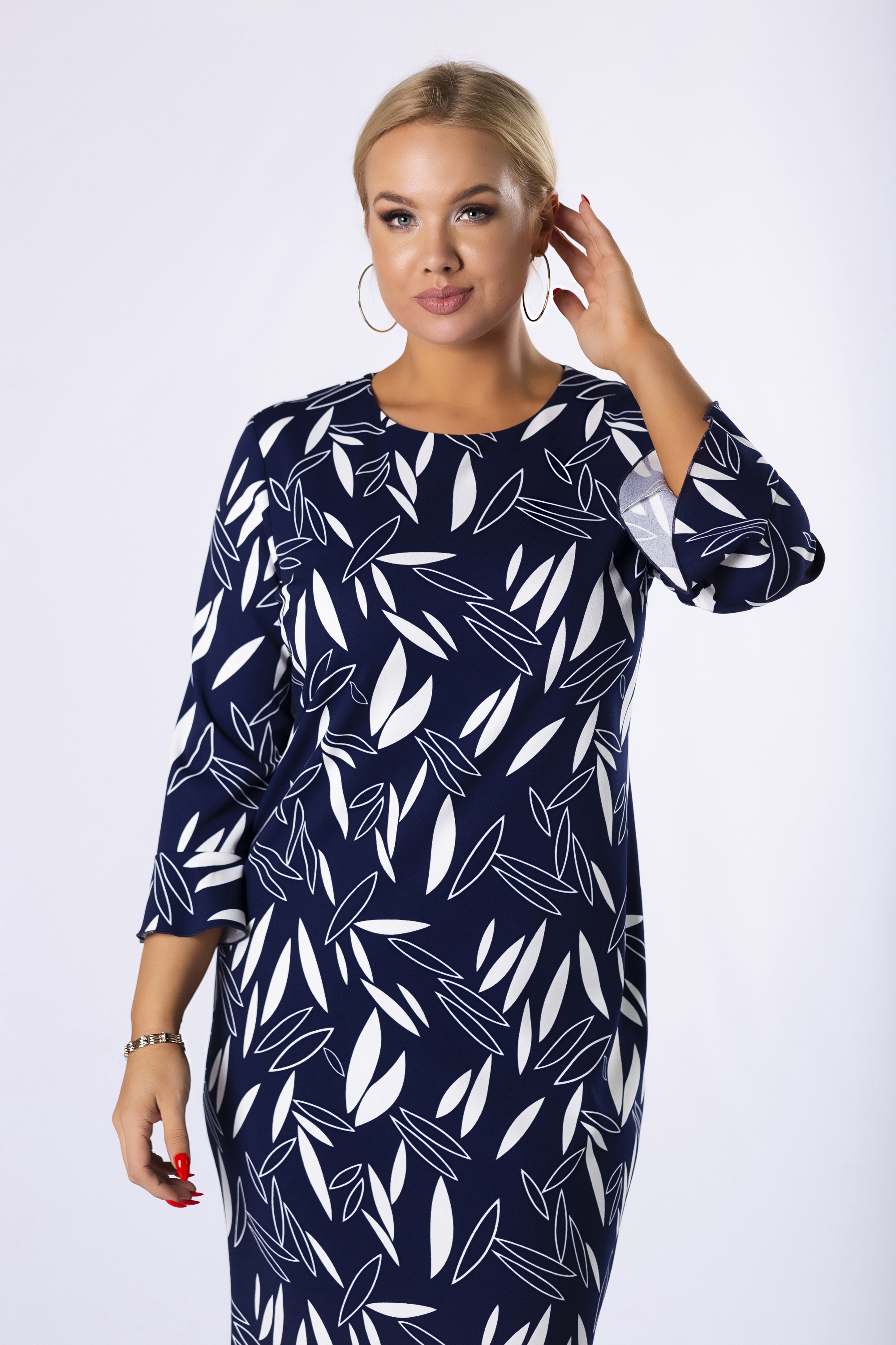 Elegantní pouzdrové šaty BRENDA modrobílé