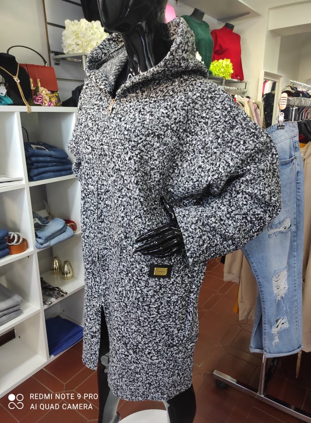 Dámský stylový oversize kabát šedý melír