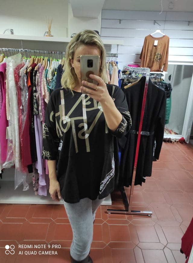 Dámské bavlněné PLUS SIZE triko černé